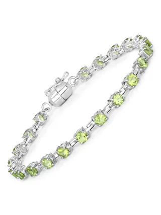 Vira Jewels Armband 925-Sterling Silber rhodiniert Peridot rund