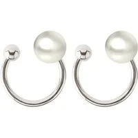 LÖB Ohrklemme Damen Ohrklemme Ohrringe Perlen Ear Cuff Ohrmanschette Set Silber Weiß (Geschenke für Frauen Beste Freundin Mutter Mama Damen zum Geburtstag Weihnachten Weihnachtsgeschenke, Inkl. Schmuckbox), Fake Piercing Ohr Ohrclip Helix Cartilage R