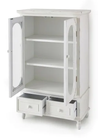 bonprix Schrank, weiß, Gr.110x68 cm, Schrank mit abgerundeten Glastüren