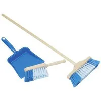 goki Kinder-Haushaltsset Kinderbesen Set, 3 teilig, Blau, mit Kinderkehrschaufel, Handfeger und Besen