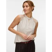 Vero Moda Spitzentop VMMILLA SL LACE TEE Materialmix, regular fit