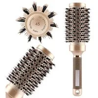Forrlite Rundbürste Rundbürste Runde Antistatische Keramikbürste Rundbürste zum, Rundbürste zum Föhnen Rundbürstes Groß mit Wildschweinborsten Bürste für Locken Stylingbürste Frizzfreie Blowouts für Stylen Locken Föhnen (45mm)