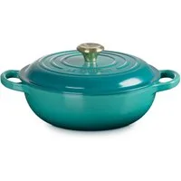 LE CREUSET Bräter Stew Pot Signature rund bleu riviera 22cm, Emailliertes Gusseisen