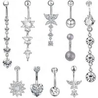 BDSHUNBF Bauchnabelpiercing-Set 10stk Bauchnabelpiercing Set Schwangerschaft Schmetterling Herz Blume