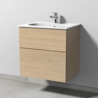 Sanipa 3way Waschtischunterbau zu Geberit Acanto Slim Waschtisch mit 2 Auszügen, Eiche-Nordic SM41048