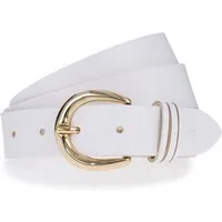Tamaris Ledergürtel "Clara Gold" 3cm breit, schlichte Dornschnalle in Gold, dezentes Markenlogo