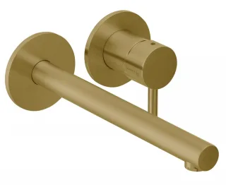 Herzbach design ix pvd Waschtisch Wandarmatur 80 gerader Auslauf 240 brass, Brass Steel, 21.139757.1 21.139757.1.41