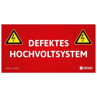 Dönges Aufkleber für HV-Systeme DEFEKTES HOCHVOLTSYSTEM , Abmessung:210 x 105mm