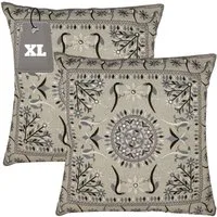 Marrakesch Orient & Mediterran Interior Zierkissen 2er Set Boho Kissenbezug Lodge orientalisch aus Baumwolle, Grau 50 cm, (2 St)