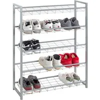 HAKU Schuhregal Schuhaufbewahrung, rechteckig - aus Metall Grau - B/T/H 80/30/106 cm