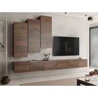 MIRJAN24 Wohnwand Calabrini XX, (5er-Set, 2x TV-Lowboard, 3x Hängeschrank), ohne Griffe, Silberne Beine 5 cm