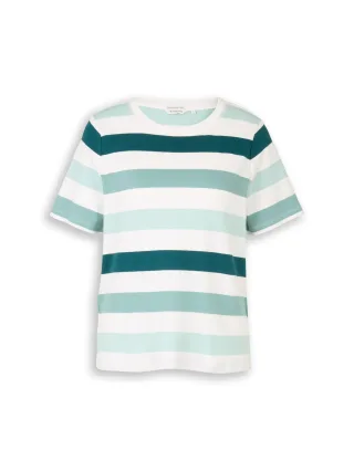 Tom Tailor - T-Shirt aus Baumwolle white mint bold stripe - Gr. - XXXL