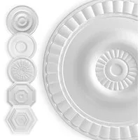 Hexim Wanddekoobjekt Meeresleuchten 50cm (HEXIM Stuckrosette aus EPS Styropor weiß - Deckenrosette weiß, Zierelement, Stuck (Hexim) Wanddeko Wohnzimmer Decke Polystyrol)