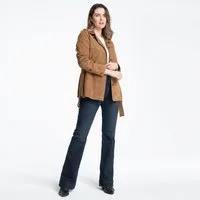 Mouflon Lederjacke Samira Echtes Ziegenveloursleder in warmes Tabakbraun