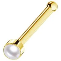 viva-adorno Nasenpiercing 0,8 mm Nasenstecker Piercing gerade mit Stein Chirurgenstahl 316L