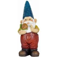 MARELIDA Gartenzwerg HANS Zwerg mit Schnecke Dekofigur Polyresin Gartenfigur Gnom 29cm, (1 St)
