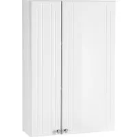 Saphir Hängeschrank Quickset 955 Wand-Badschrank 50 cm breit mit 2 Türen, 2 Einlegeböden Badezimmer-Hängeschrank, Weiß Hochglanz, Griffe in Chrom Glanz