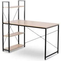Woltu Schreibtisch (1-St), PC Tisch aus Holz und Stahl, mit Ablagen