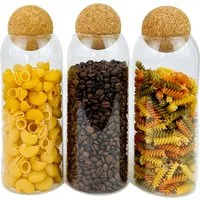 Cheffinger Aufbewahrungsbox Vorratsdosen Vorratsbehälter Kaffeedose Glas 3er-Set 1,15L Cheffinger