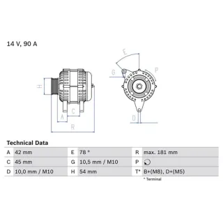 Bosch Lichtmaschine 90A Citroen Fiat Lancia Peugeot 0986042091