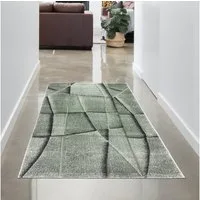 Carpetia Teppich Wohnzimmer Teppich mit geometrischem Muster in grün, rechteckig
