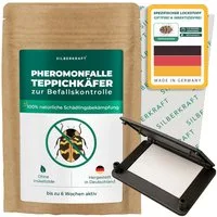 Silberkraft Insektenfalle Pheromonfalle Teppichkäfer Textilschutz Spezifischer Lockstoff, Giftfrei Insektizidfrei 6-8 Wochen Monitoring