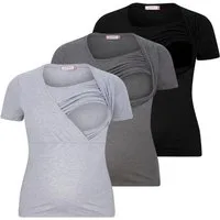 M.M.C. Stillshirt Stillmode Umstandsshirt 3er Set Umstandsmode (3-tlg) Schwangerschaftsshirt