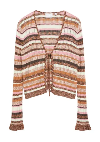 comma - Gestreifte Strickjacke pink/orange - Gr. - 40