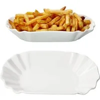 MamboCat Servierschale 2x Frietjes XL Pommesschale oval weiß Currywurst-Schale Porzellan, Porzellan