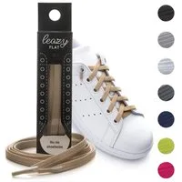 leazy Schnürsenkel ohne Binden Flache Elastische Schuhbänder zum Einhaken, Beige Gummischnürsenkel für Kinder und Erwachsene