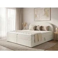 Sofnet Boxbett Cloud (mit zwei Bettkästen, Bonell-Matratze und Topper), Doppelbett, Polsterbett mit Kopfteil, Boxspringbett, Bouclé-Stoff