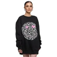 Worldclassca Sweatshirt Worldclassca Oversized Sweatshirt Happy Love Print Langarm Pullover Freizeit Sweatshirt