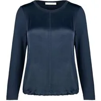 bianca Rundhalsshirt CHARLINE aus modernem Materialmix in zeitlosem deep sea