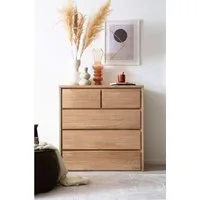 Home affaire Schubkastenkommode Zetra Schubladenschrank, 2 + 3 Schubladen mit Soft-Close-Function, Fertig montiert, Eiche Massivholz, Breite 88 cm