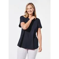 GOLDNER T-Shirt Luftiges Shirt mit schmaler Blende (CURVY, CURVY) Unifarbenes Modell mit elegantem V-Ausschnitt