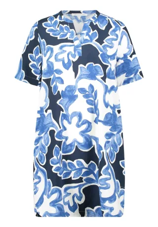 Betty & Co - Hemdblusenkleid Weiß/Dunkelblau - Gr. - 46