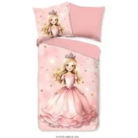 good morning Kinderbettwäsche Amelie, Renforcé, 2 teilig, Baumwolle, 135x200, Reißverschluss, Wendeoptik, Mädchen, Prinzessin