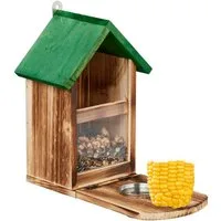 relaxdays Futterspender Eichhörnchen Futterhaus aus Holz