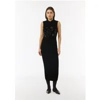 comma Minikleid Kleid Strickkleid mit Stehkragen und Pailletten