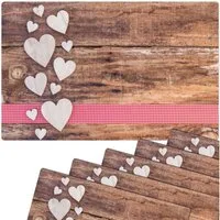 matches21 HOME & HOBBY Platzset Abwaschbare Tischsets 6er Set Landhaus-Stil Herzen, (6-St), Platzsets als Tisch-Untersetzer und Tisch-Deko für Esstisch Teller