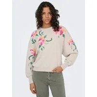 ONLY Sweatshirt ONLBROOKE L/S O-NECK FLOWER SWT Baumwollmischung, regular fit