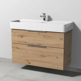 Sanipa 3way Waschtischunterbau zu Laufen VAL Waschtisch mit 2 Auszügen, Eiche Natural-Touch UM82485