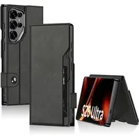 Wigento Handyhülle Für Samsung Galaxy S26 Ultra 5G Leder Tasche Book Hülle Schwarz 6.9, Kartenfächer, Standfunktion