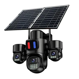 4G 15MP HD Solar Security Camera 5X Electronic Zoom Triple Lens PTZ AI Human Motion Color Night Vision Waterproof Wirele