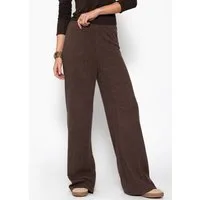 SASSYCLASSY Stoffhose Loungewear Hose mit geradem Bein für Damen Bequeme Stoffhose mit elastischem Bund Braun