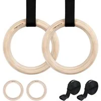 MSports® Trainingsring Turnringe Premium Holz Gymnastikringe Ringe Turnen 28mm oder 32mm