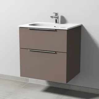 Sanipa 3way Waschtischunterbau zu Geberit Acanto Slim Waschtisch mit 2 Auszügen, Taupe-Matt UP4101T