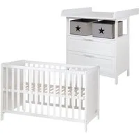 roba® Babymöbel-Set Hamburg 2-teilig, (2-tlg), Beistellbett & schmale Wickelkommode