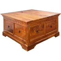 Massivmoebel24 Truhe OXFORD (1 St., Truhe Akazie 90x90x45 honig lackiert OXFORD #0416), Truhe Akazie 90x90x45 honig lackiert OXFORD #0416