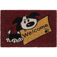 matches21 HOME & HOBBY Fußmatte Kokosmatte Welcome Spruch Hund als aussen Sauberlaufmatte, rechteckig, Höhe: 15 mm, Rutschfeste Kokos-Türmatte als Outdoor Schmutzfangmatte 40x60 cm